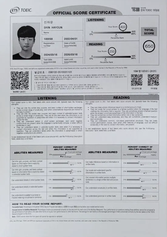 (2024년) 토익 650점 이상 취득